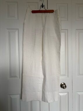 Classic Wide-Leg Linen Trousers in Ivory
